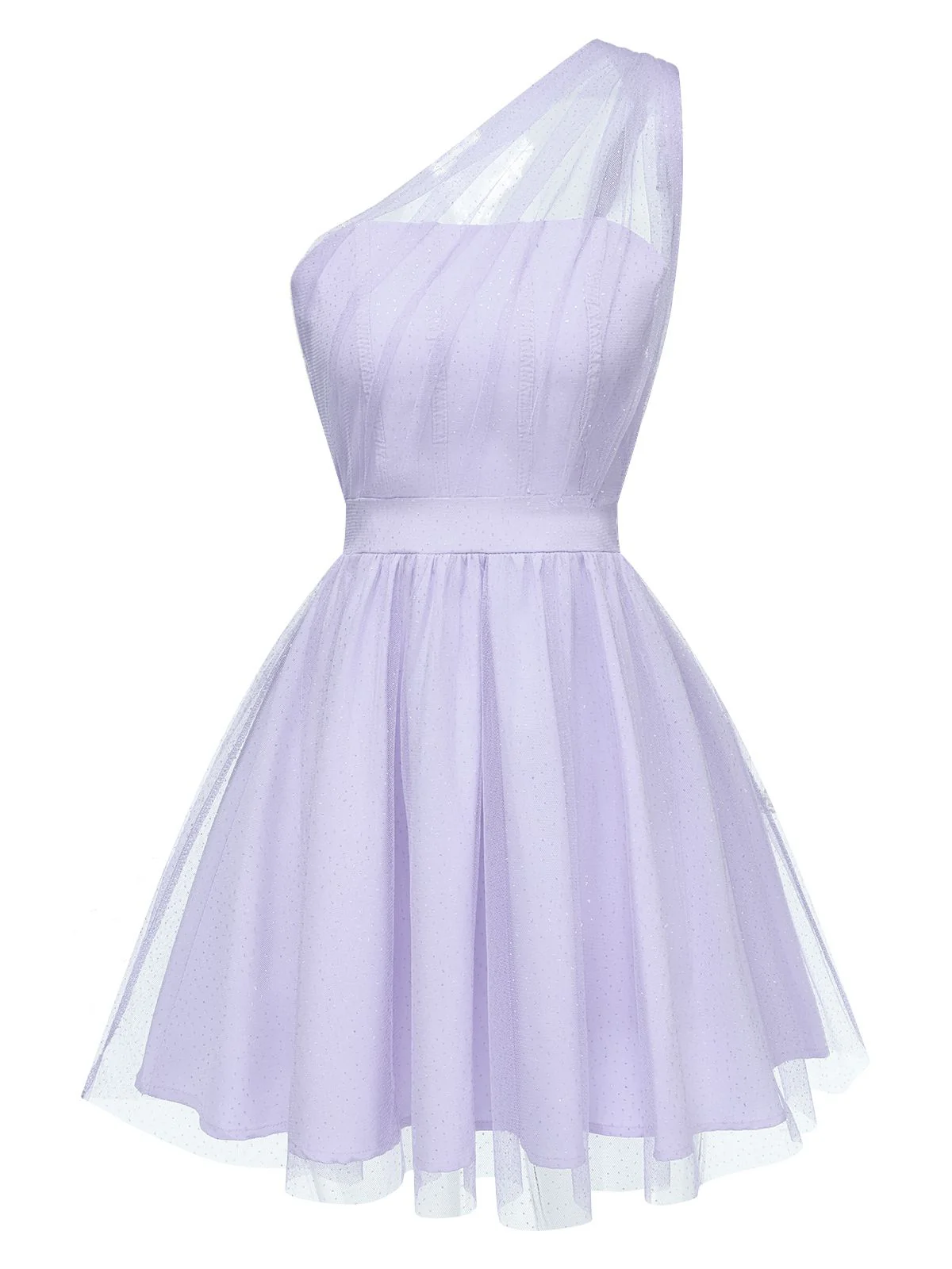 1960s Solid Mesh One Shoulder Dress - Image 8