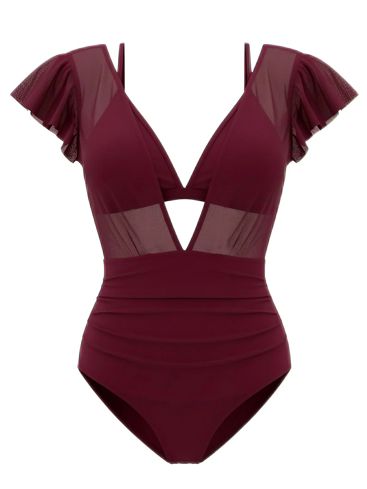 1960s Solid Mesh Plunge Bikini Set & Cover-Up - Image 10