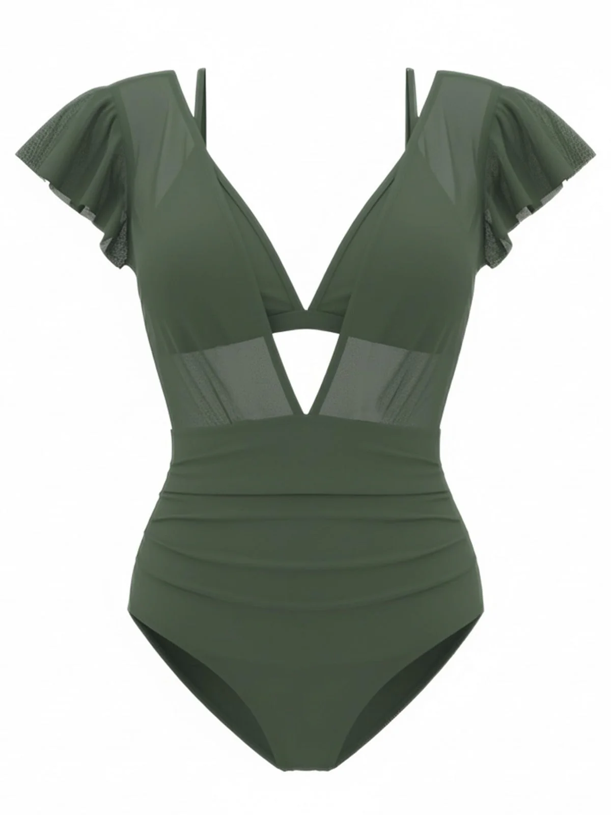 1960s Solid Mesh Plunge Bikini Set & Cover-Up - Image 13