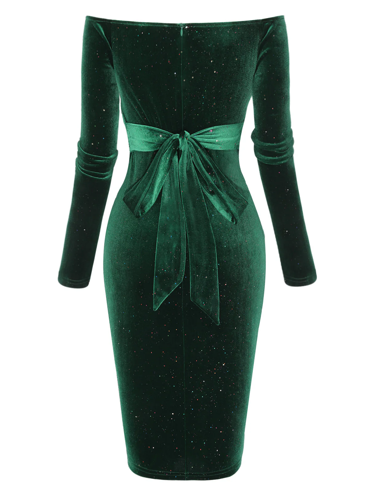 1960s Solid Off-Shoulder Velvet Dress - Image 5