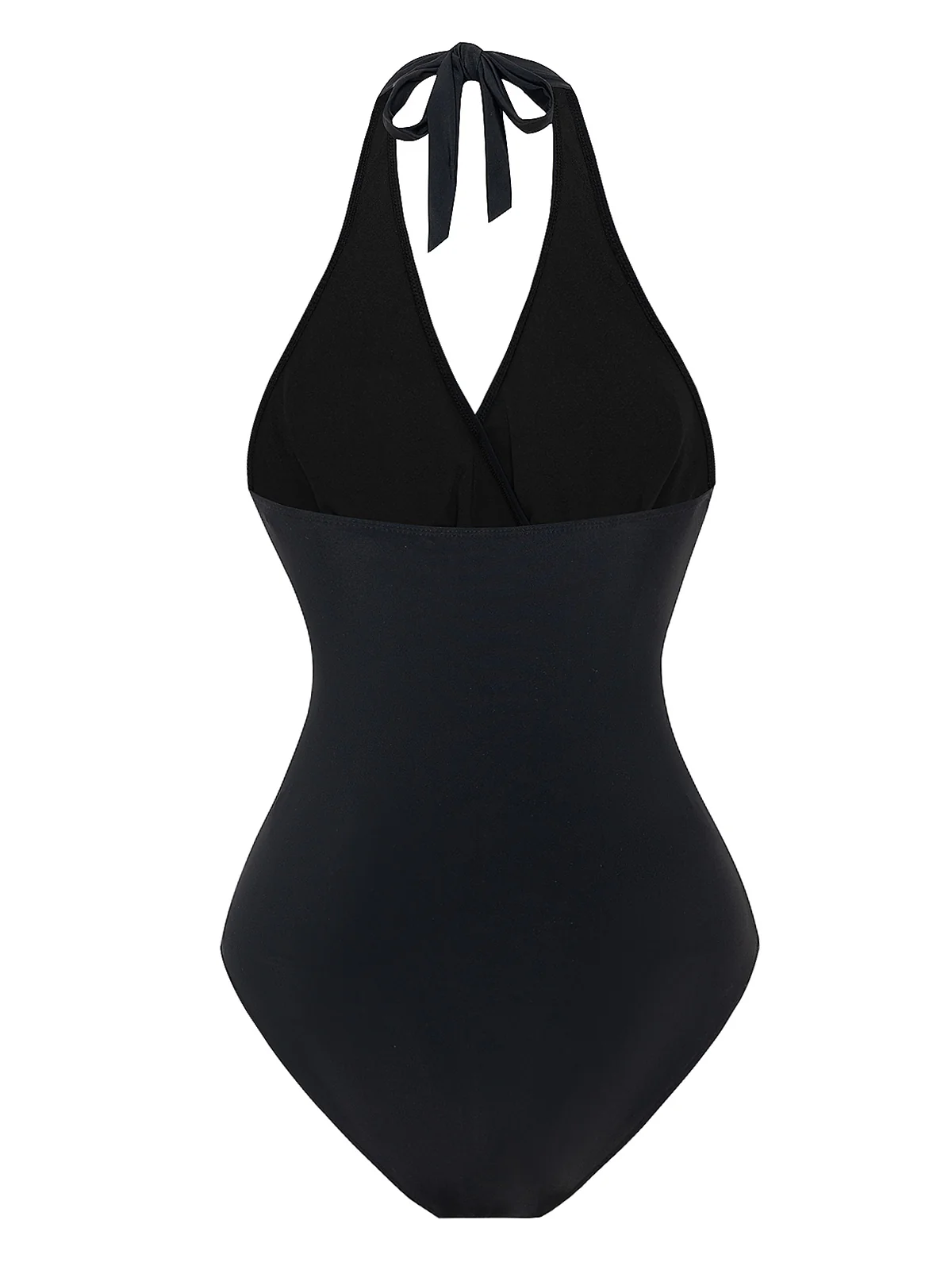 1960s Solid Ring Belt Halter Swimsuit - Image 2