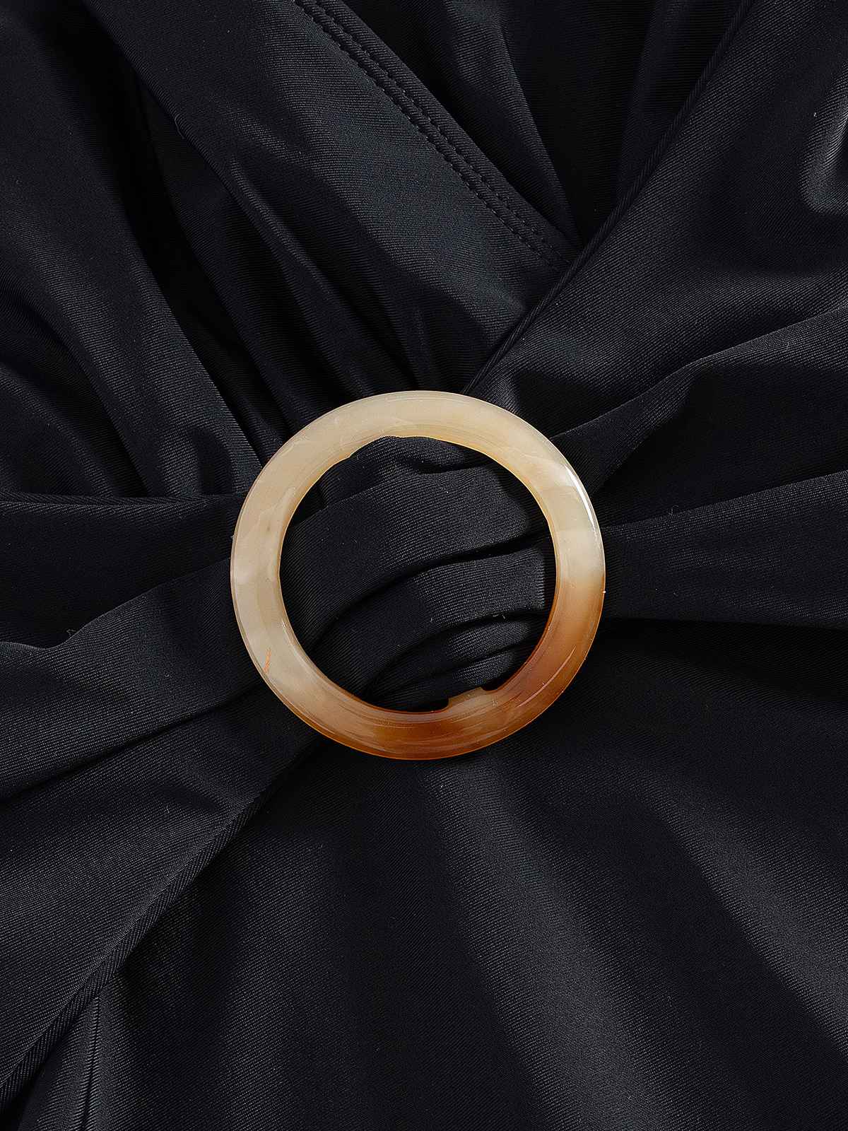 1960s Solid Ring Belt Halter Swimsuit - Image 3