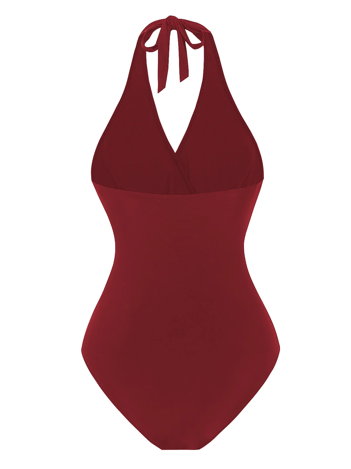 1960s Solid Ring Belt Halter Swimsuit - Image 5