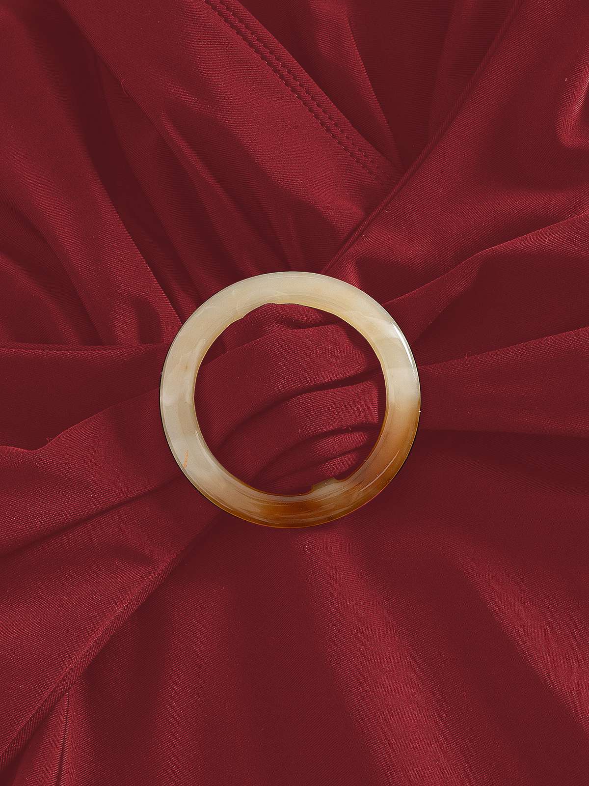 1960s Solid Ring Belt Halter Swimsuit - Image 6