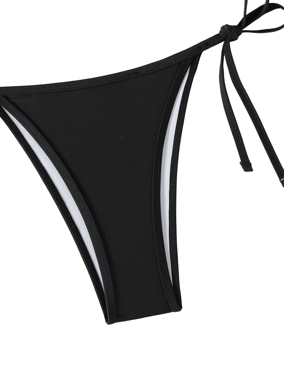 1960s Solid Ruched Halter Lace-Up Bikini Set - Image 8