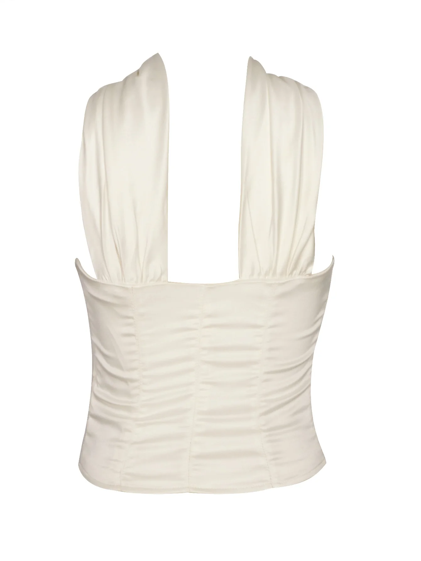 1960s Solid Satin Halter Neck Tube Top - Image 2