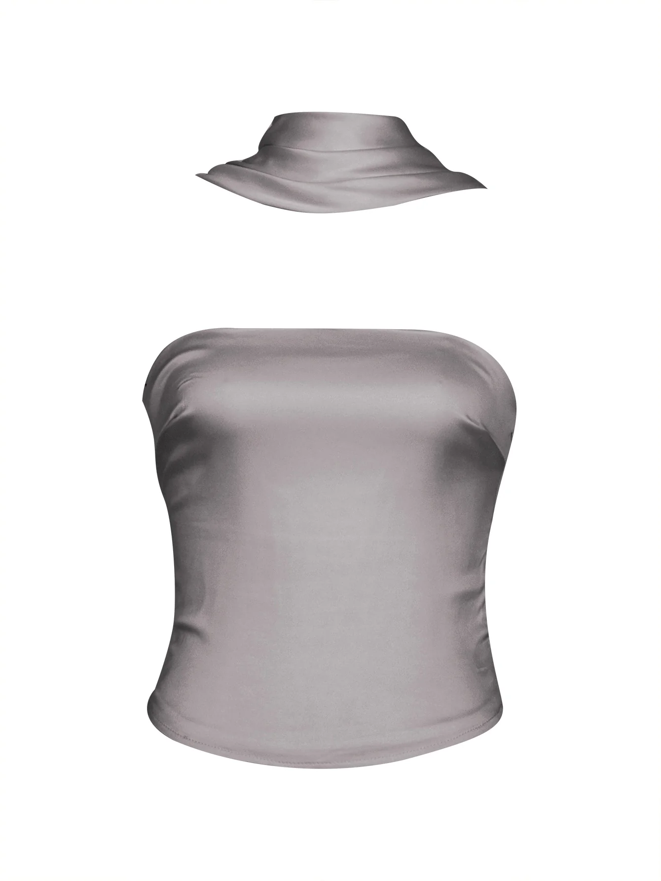 1960s Solid Satin Halter Neck Tube Top - Image 4