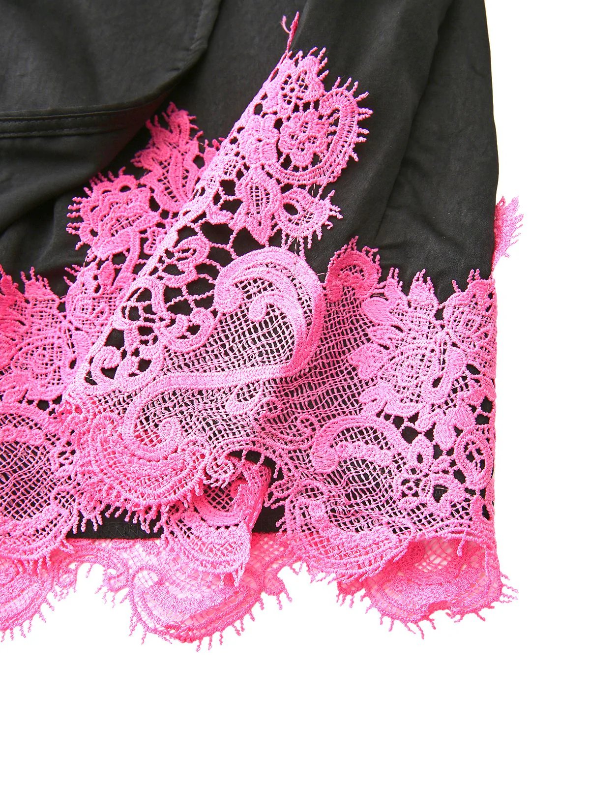 1960s Solid Satin Lace Trim Patchwork Tie Dress - Image 3