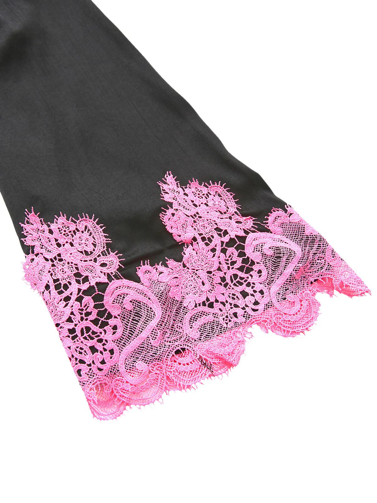 1960s Solid Satin Lace Trim Patchwork Tie Dress - Image 6