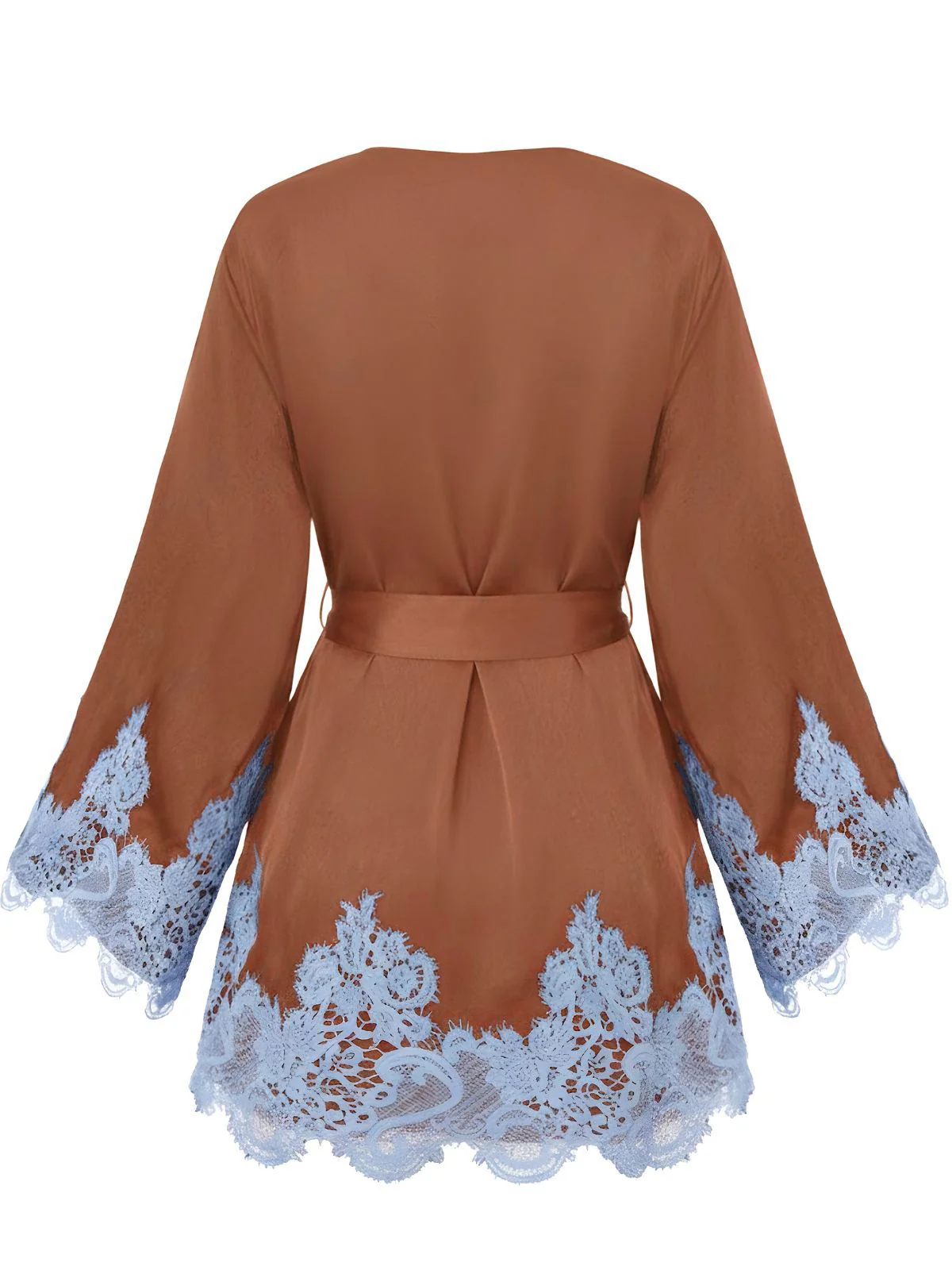 1960s Solid Satin Lace Trim Patchwork Tie Dress - Image 8
