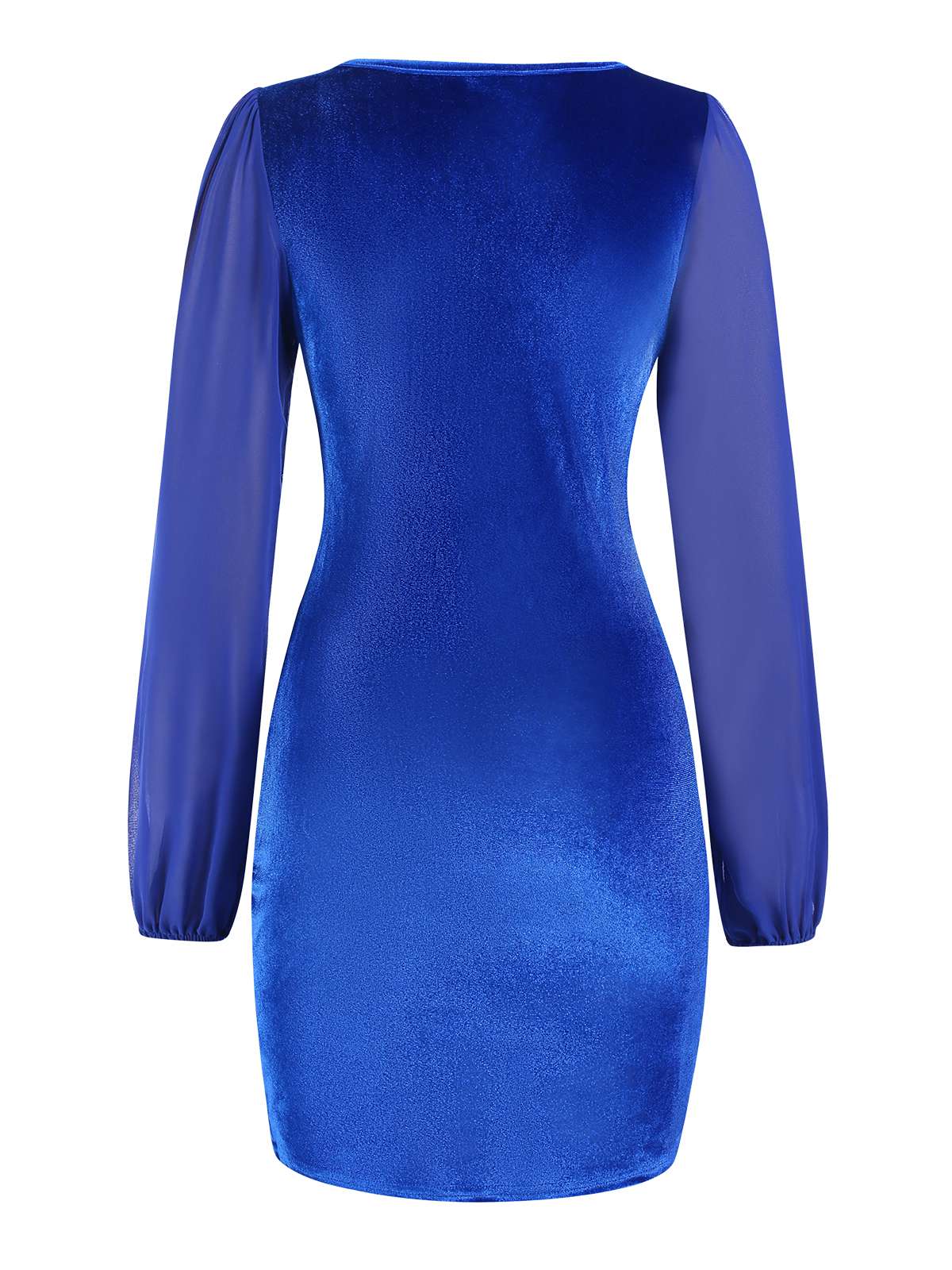 1960s Solid Sheer Sleeves V-Neck Velvet Dress - Image 11