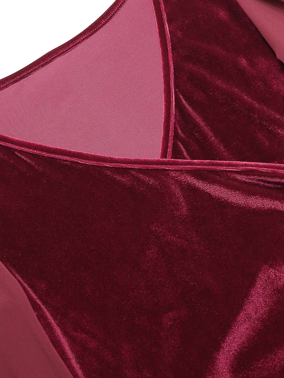 1960s Solid Sheer Sleeves V-Neck Velvet Dress - Image 4