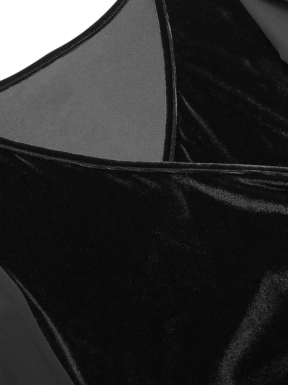 1960s Solid Sheer Sleeves V-Neck Velvet Dress - Image 8