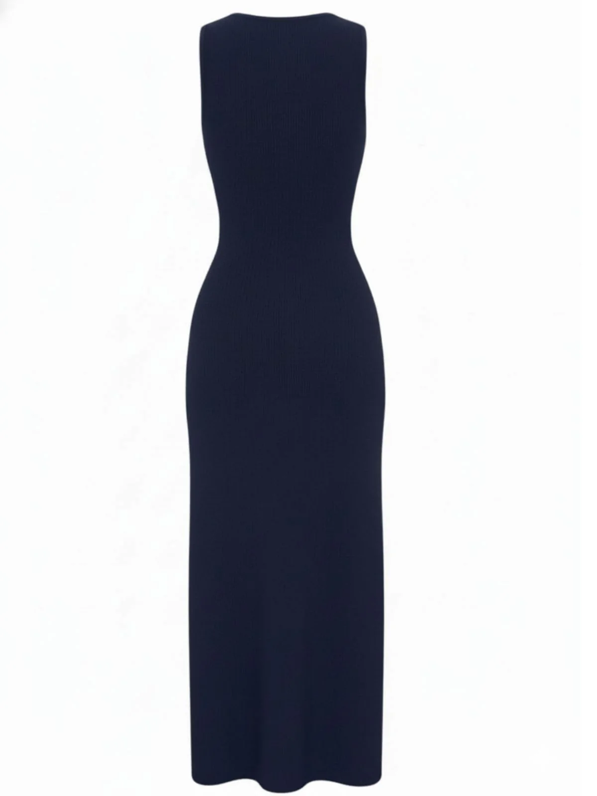 1960s Solid Sleeveless Single-Breasted Knitted Dress - Image 5