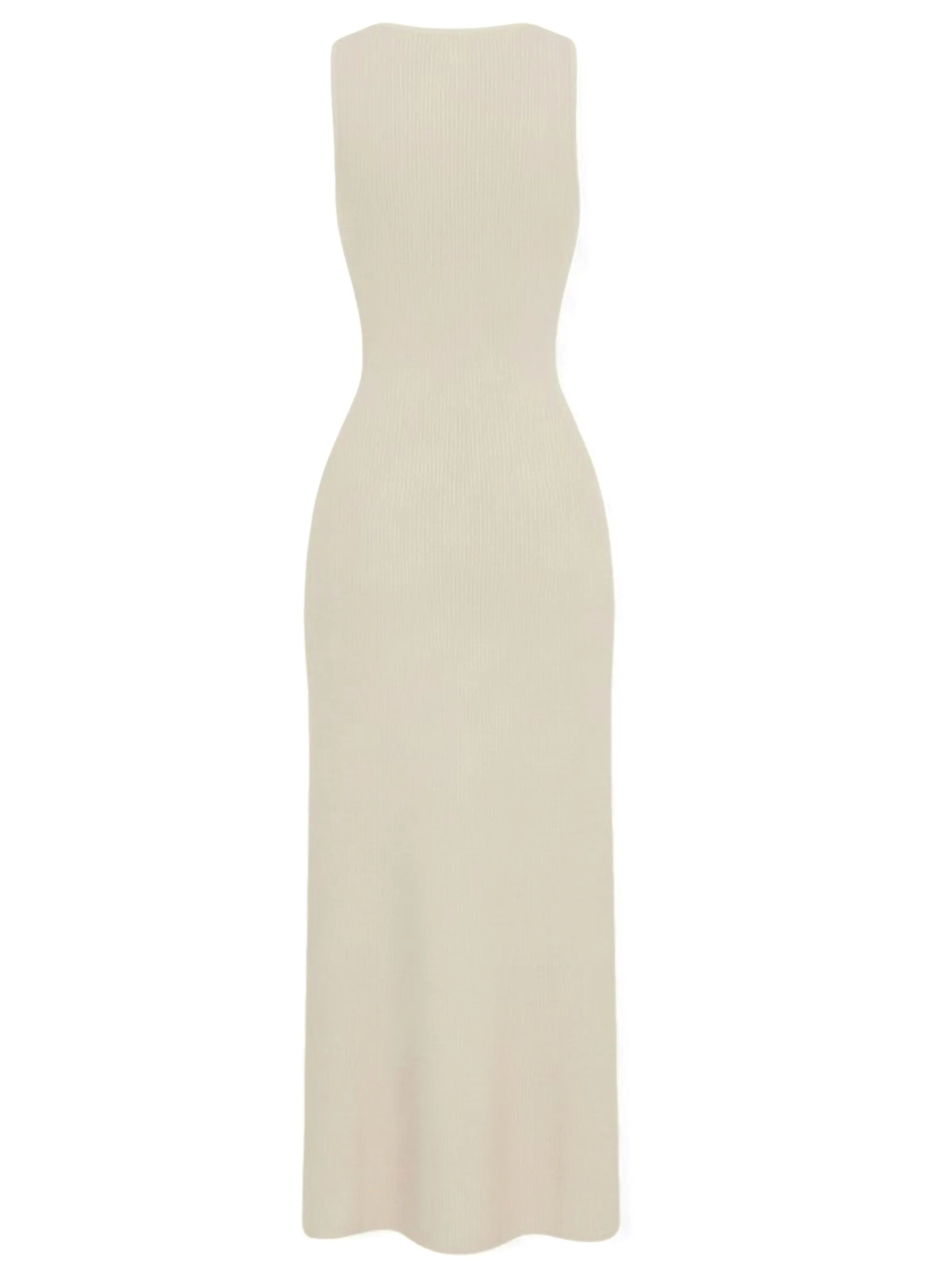 1960s Solid Sleeveless Single-Breasted Knitted Dress - Image 7