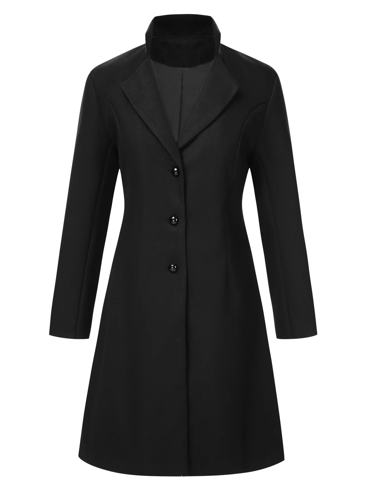 1960s Solid Stand Collar Lapel Coat - Image 5