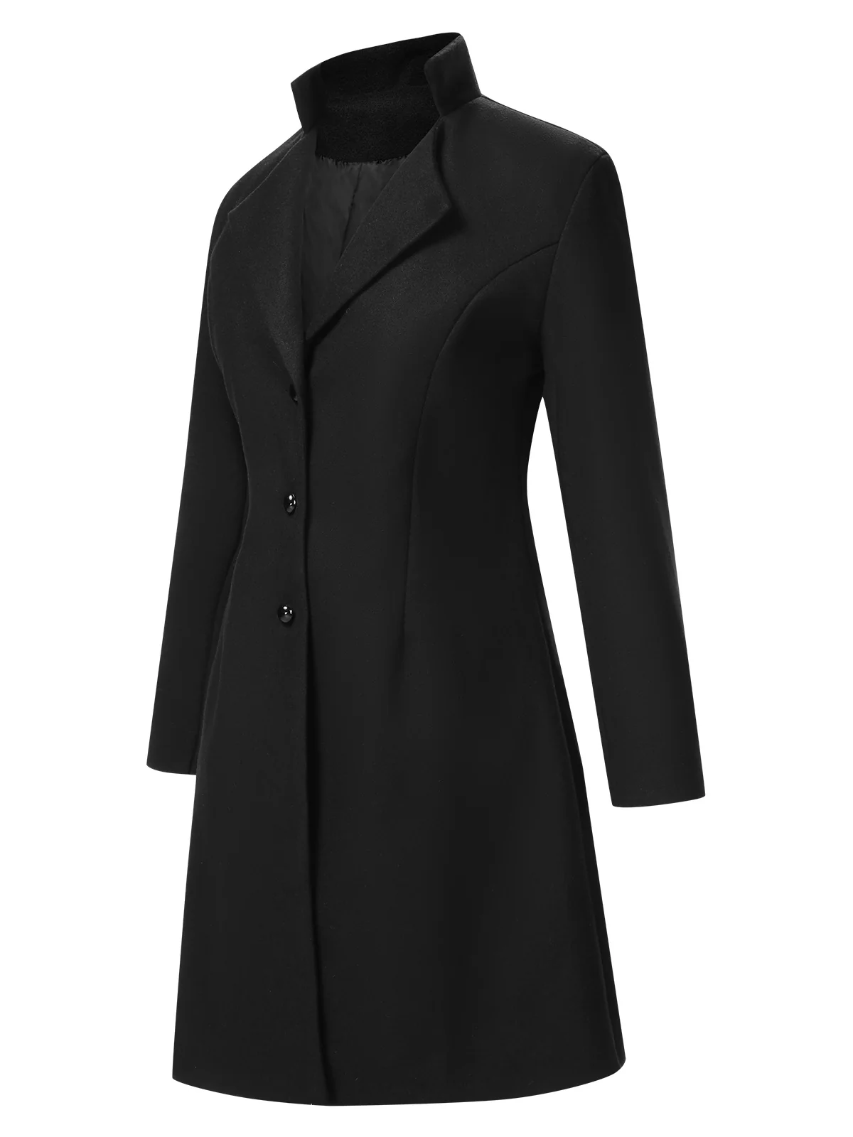 1960s Solid Stand Collar Lapel Coat - Image 7