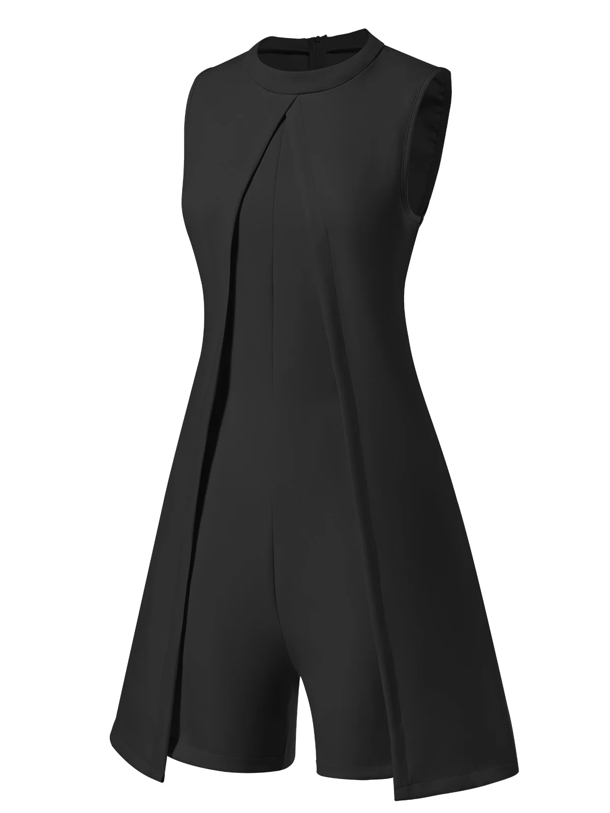 1960s Solid Stand Collar Sleeveless Romper - Image 10