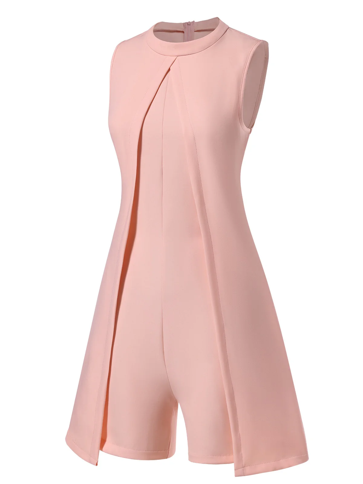 1960s Solid Stand Collar Sleeveless Romper - Image 2