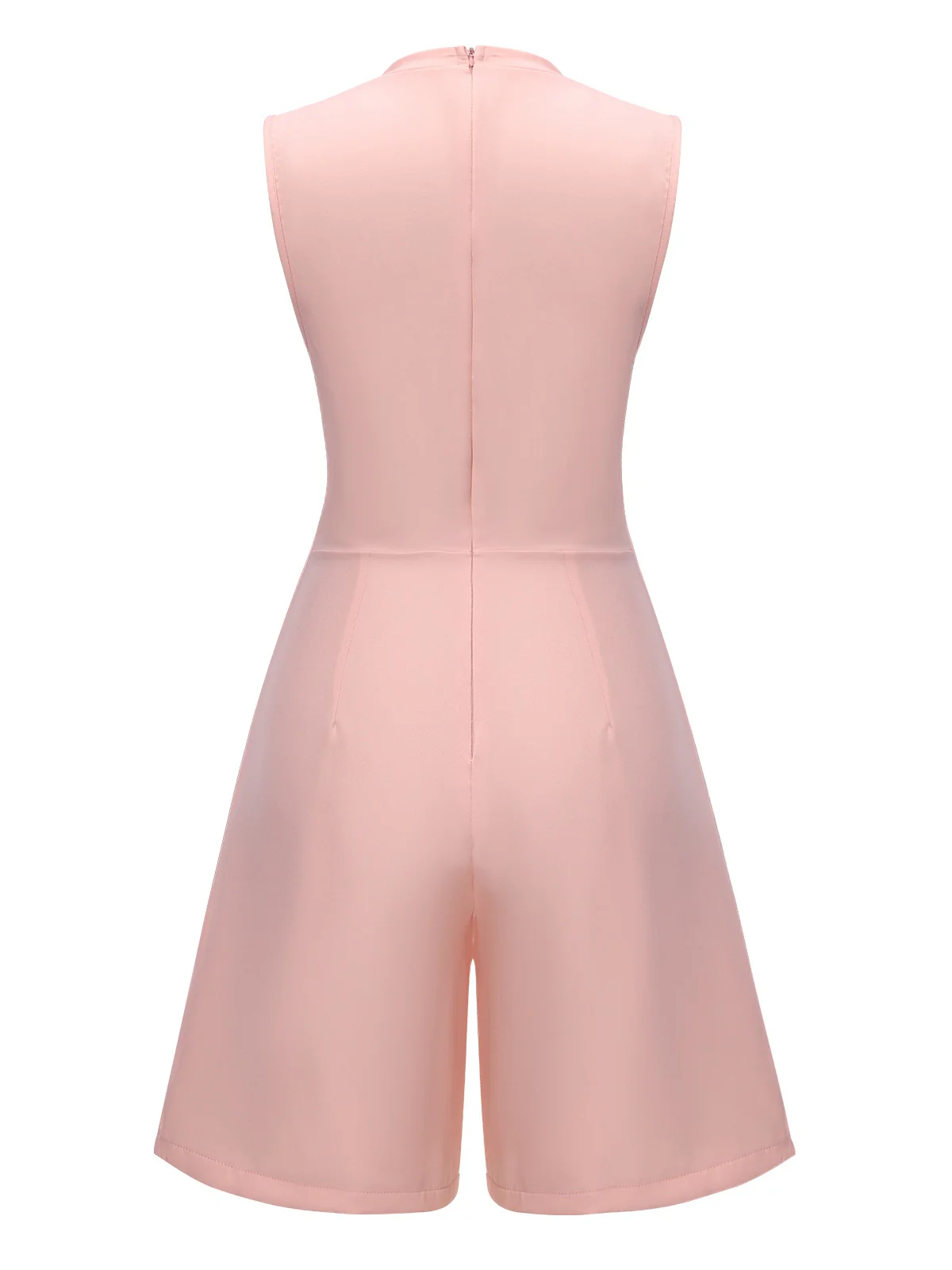 1960s Solid Stand Collar Sleeveless Romper - Image 3