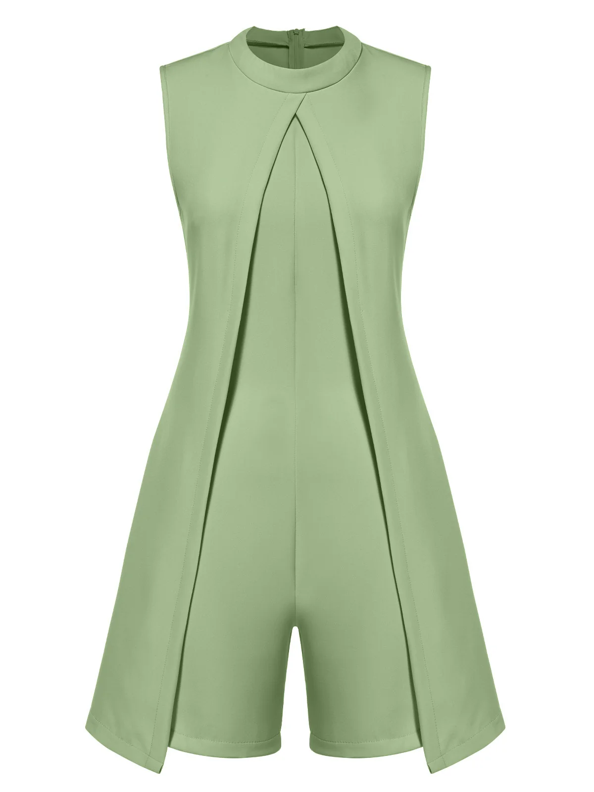 1960s Solid Stand Collar Sleeveless Romper - Image 5