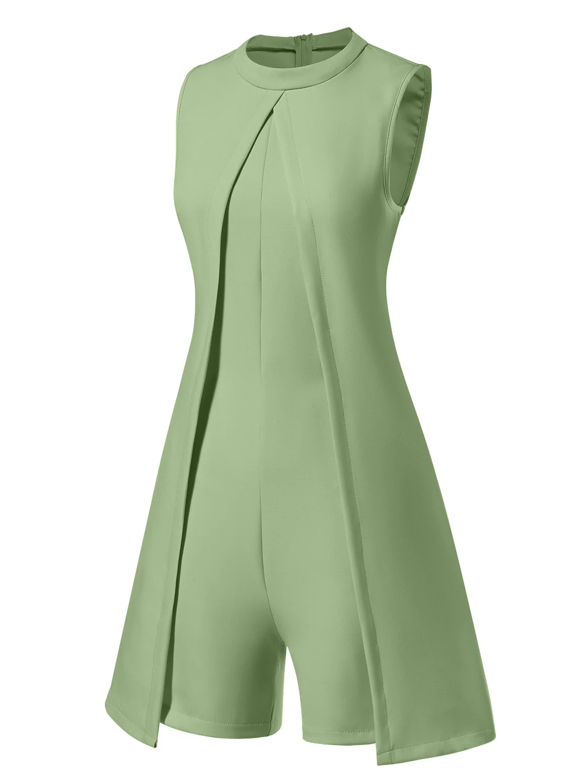 1960s Solid Stand Collar Sleeveless Romper - Image 6