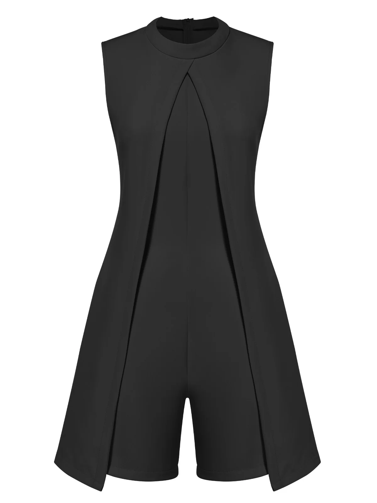 1960s Solid Stand Collar Sleeveless Romper - Image 9