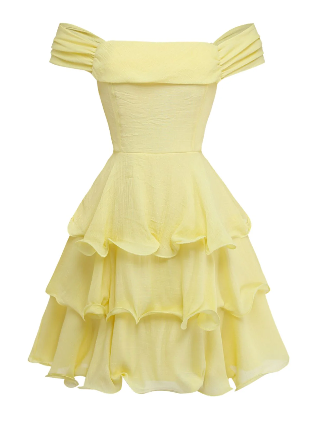 1960s Solid Strapless Backless Ruffle Cake Dress - Image 2