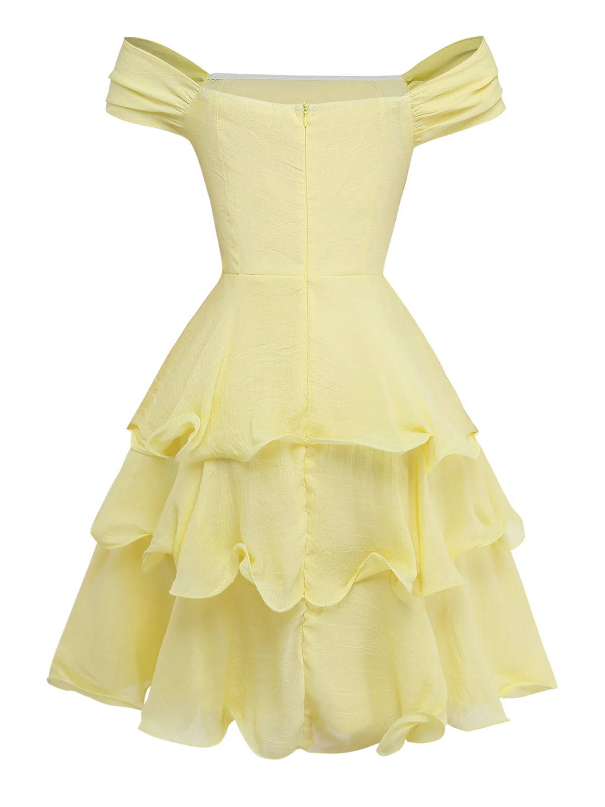1960s Solid Strapless Backless Ruffle Cake Dress - Image 3