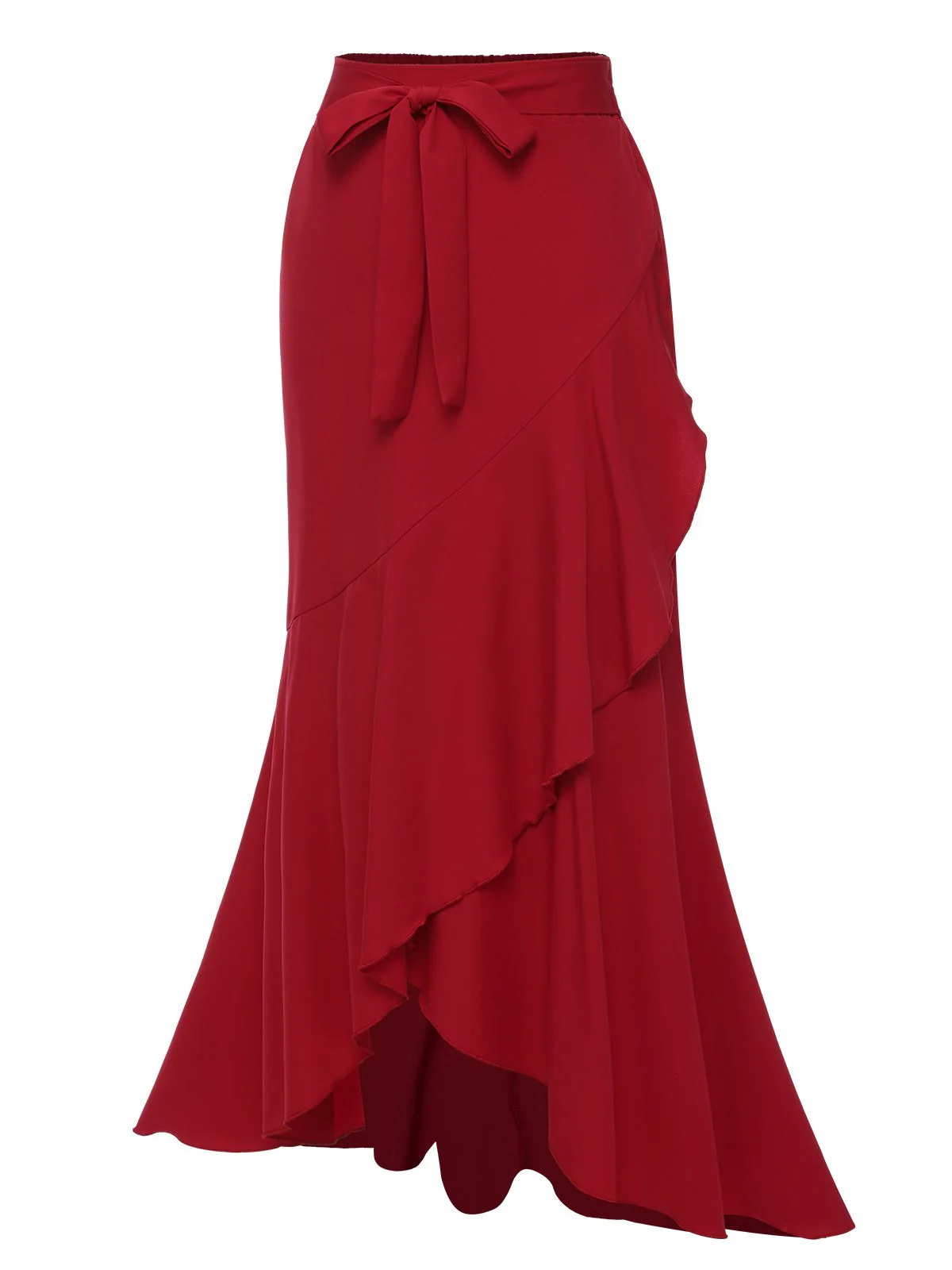 1960s Solid Tie-Up Mermaid Long Skirt - Image 2