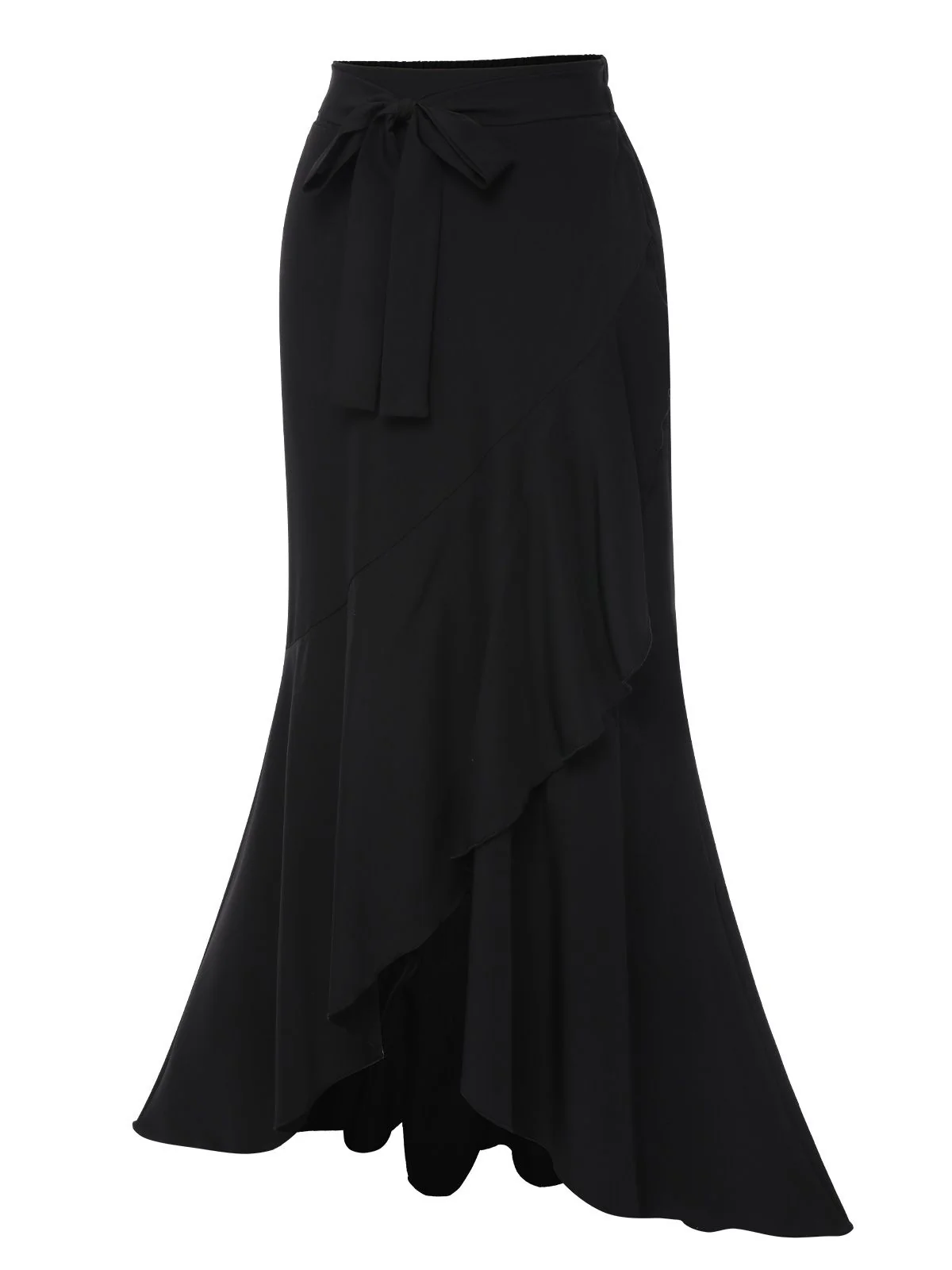 1960s Solid Tie-Up Mermaid Long Skirt - Image 7