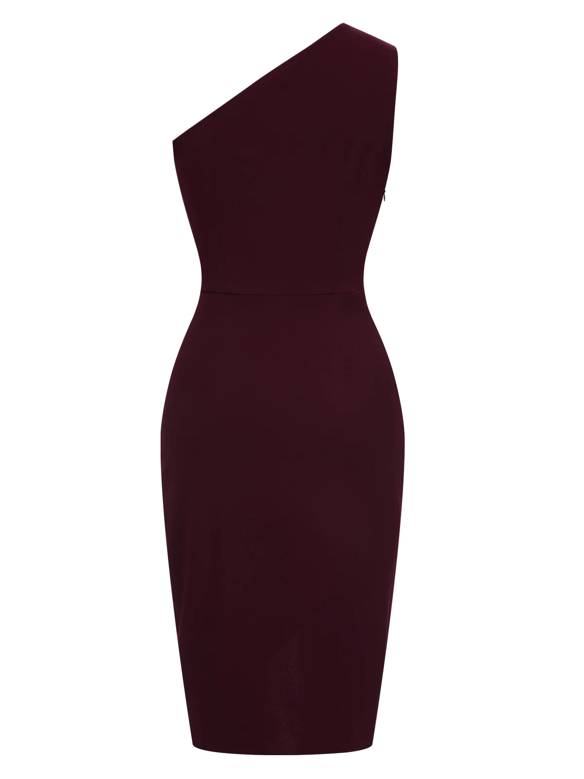 1960s Solid Tulip Hem Ruffle One-Shoulder Dress - Image 3
