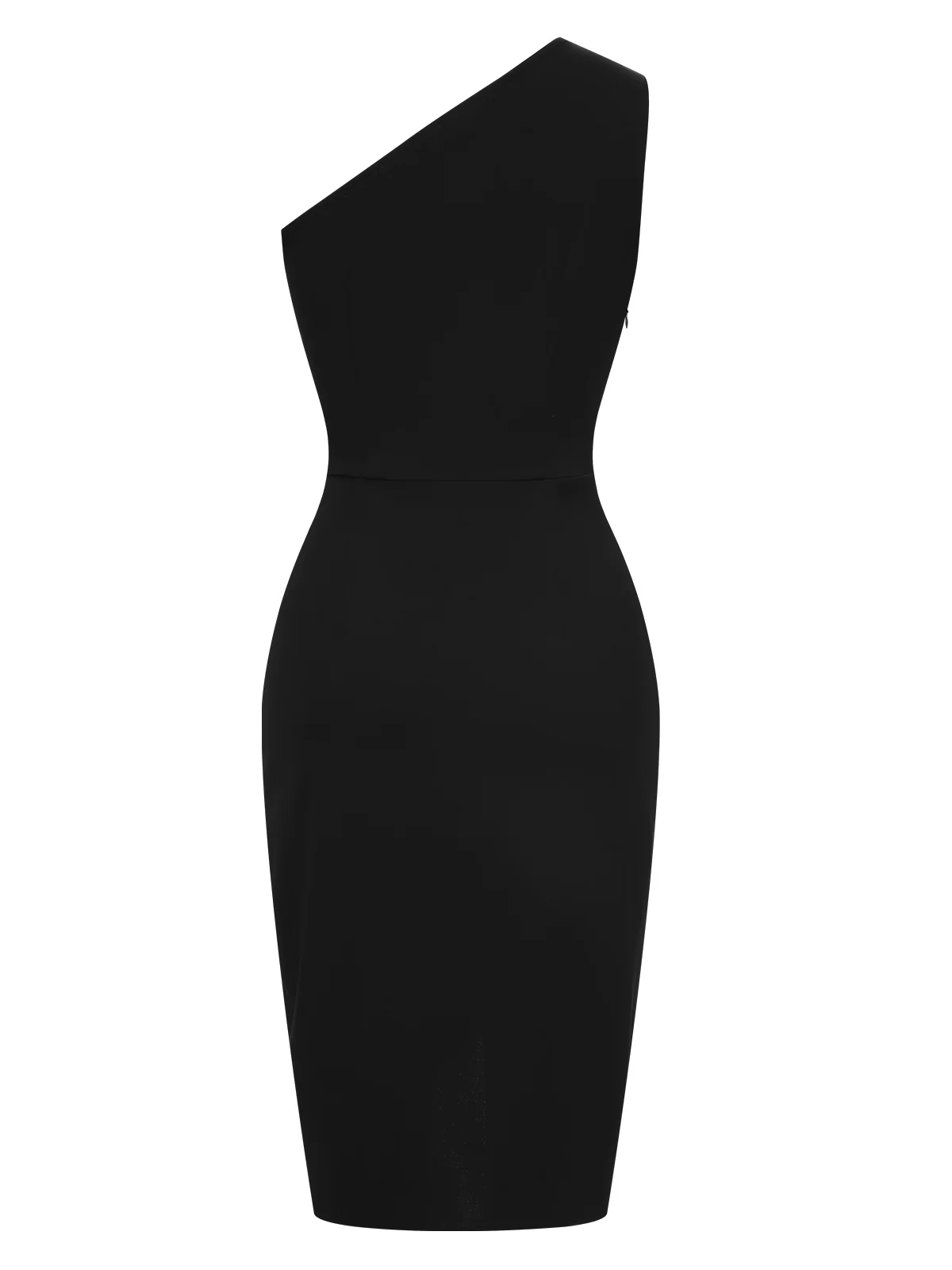 1960s Solid Tulip Hem Ruffle One-Shoulder Dress - Image 7