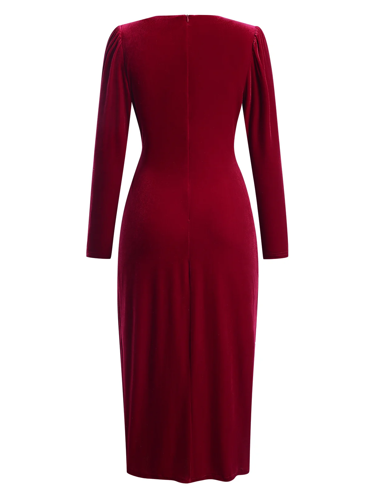 1960s Solid Twist V-Neck Velvet Dress - Image 3