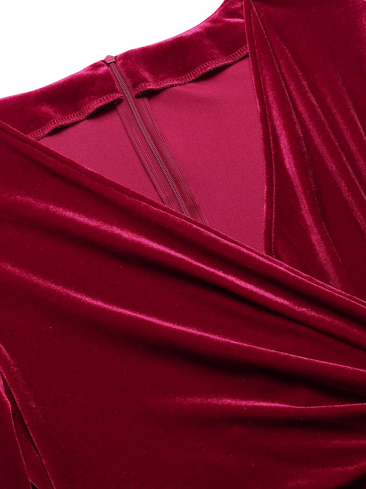 1960s Solid Twist V-Neck Velvet Dress - Image 4