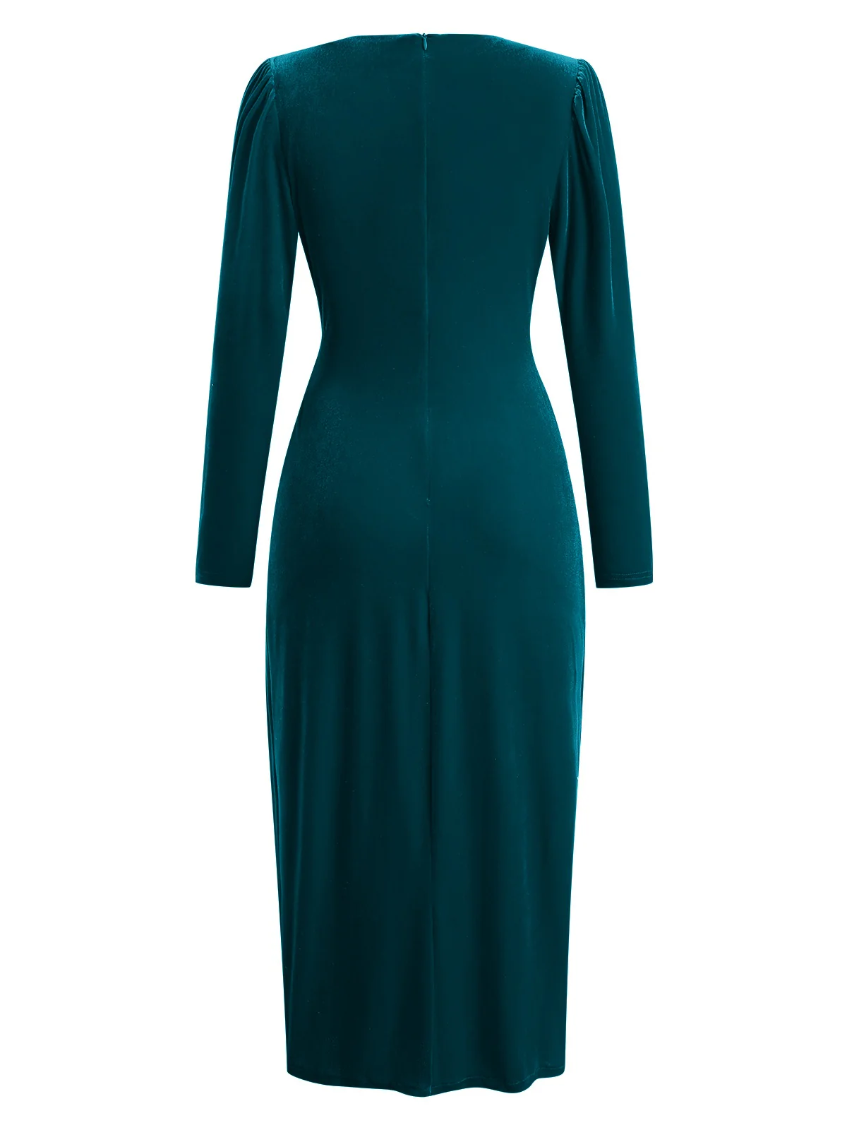 1960s Solid Twist V-Neck Velvet Dress - Image 7