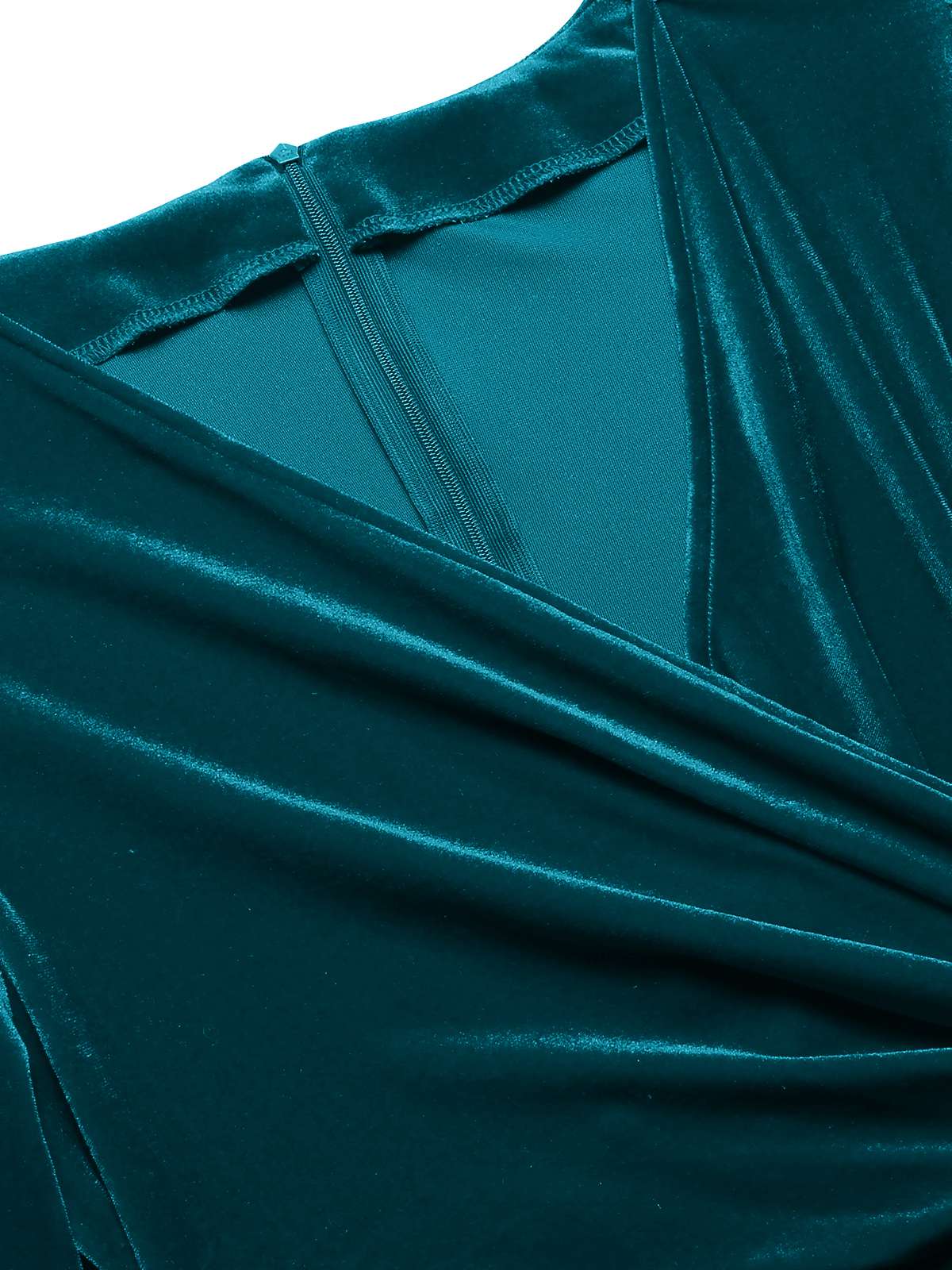 1960s Solid Twist V-Neck Velvet Dress - Image 8