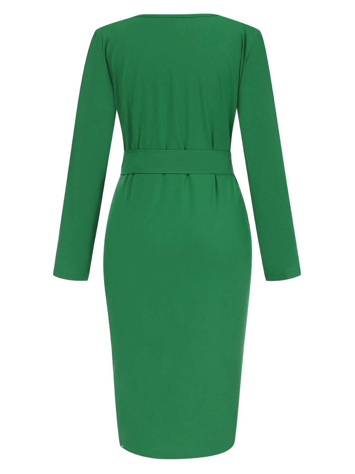 1960s Solid V-Neck Pleated Button Dress - Image 11