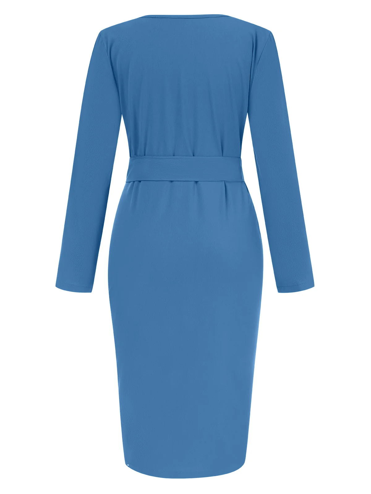 1960s Solid V-Neck Pleated Button Dress - Image 15