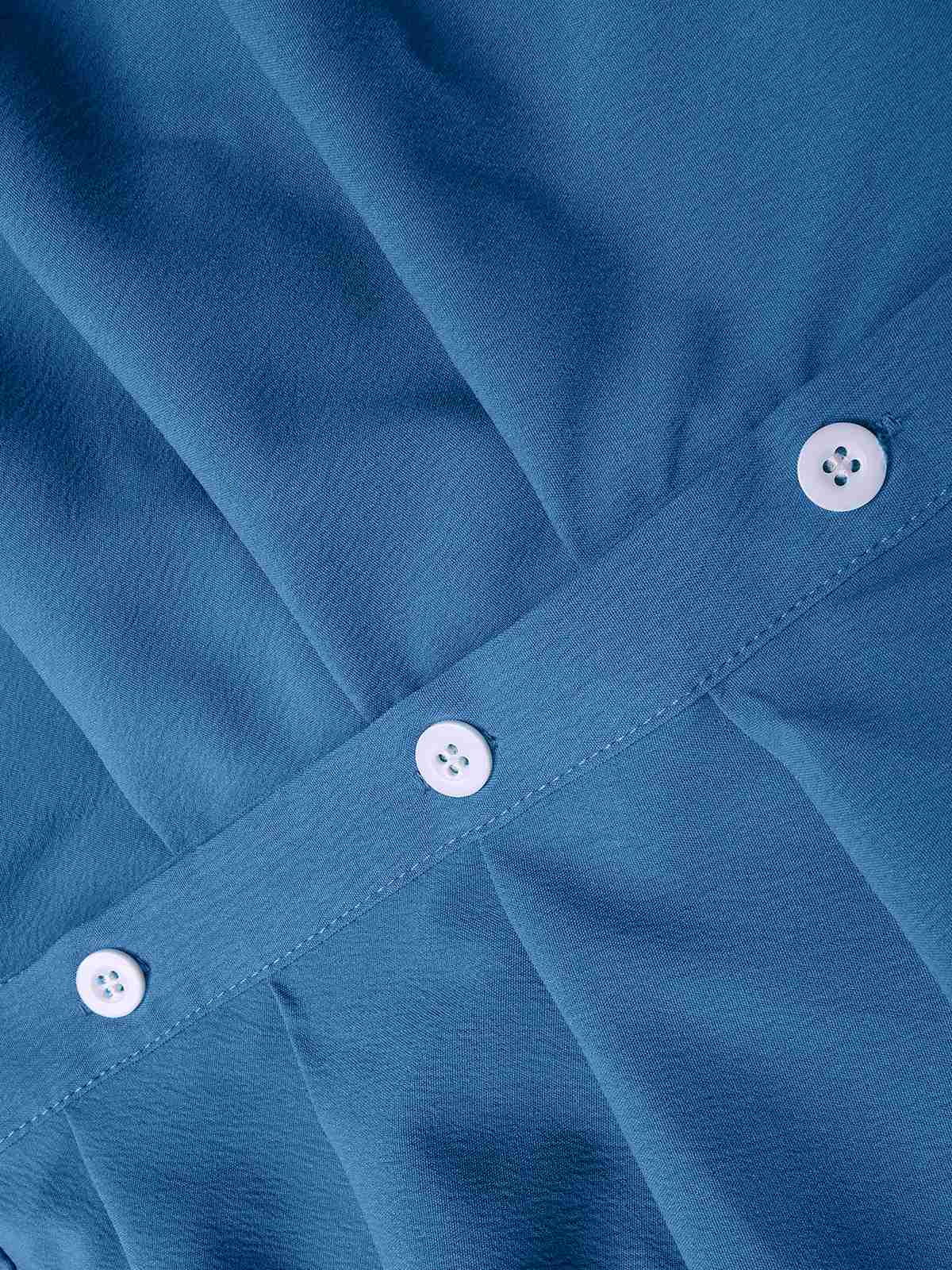 1960s Solid V-Neck Pleated Button Dress - Image 16