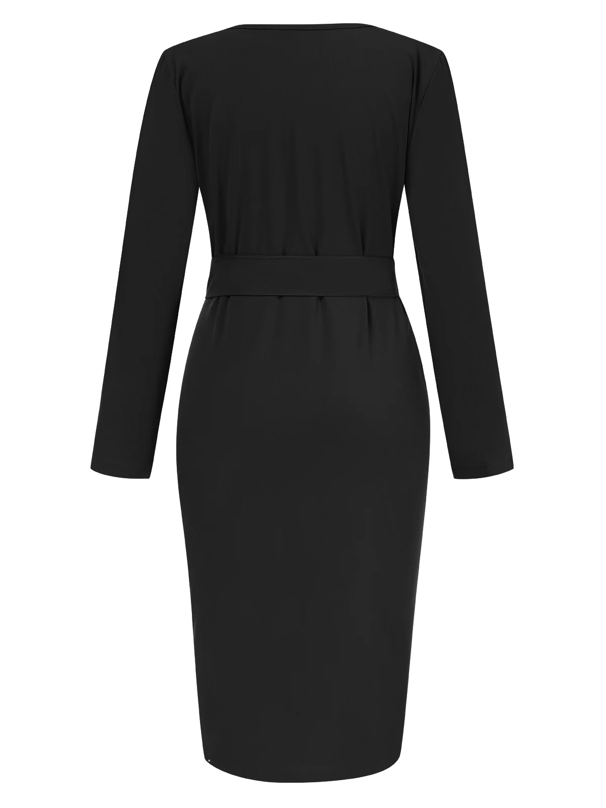 1960s Solid V-Neck Pleated Button Dress - Image 3