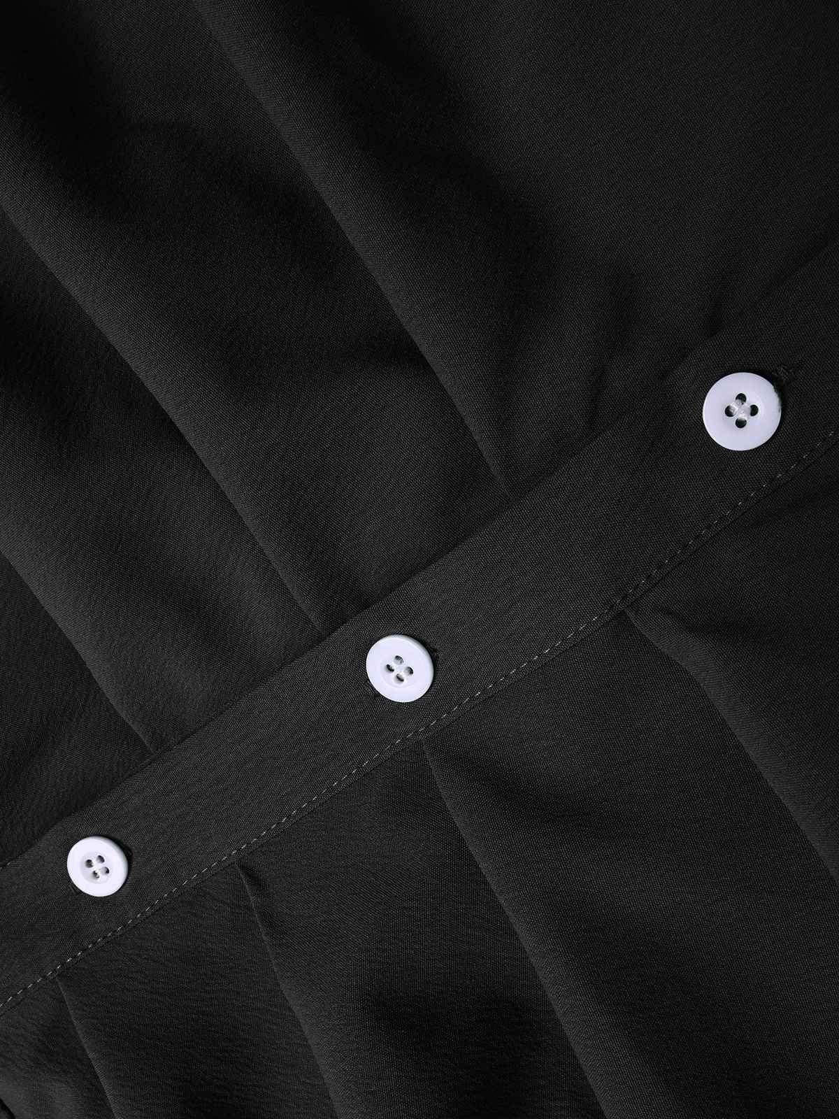 1960s Solid V-Neck Pleated Button Dress - Image 4
