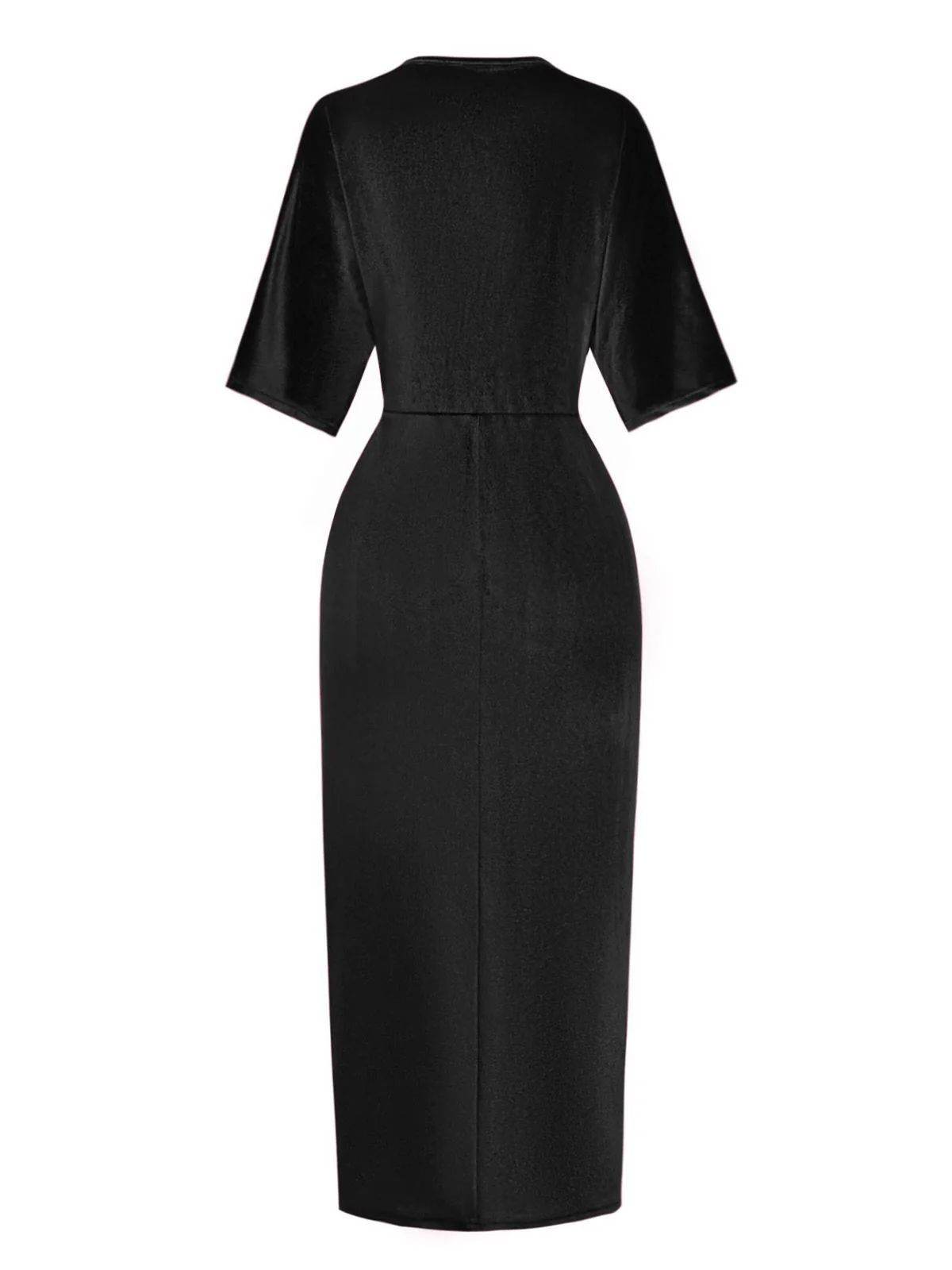 1960s Solid Velvet Half-Sleeve Dress - Image 11