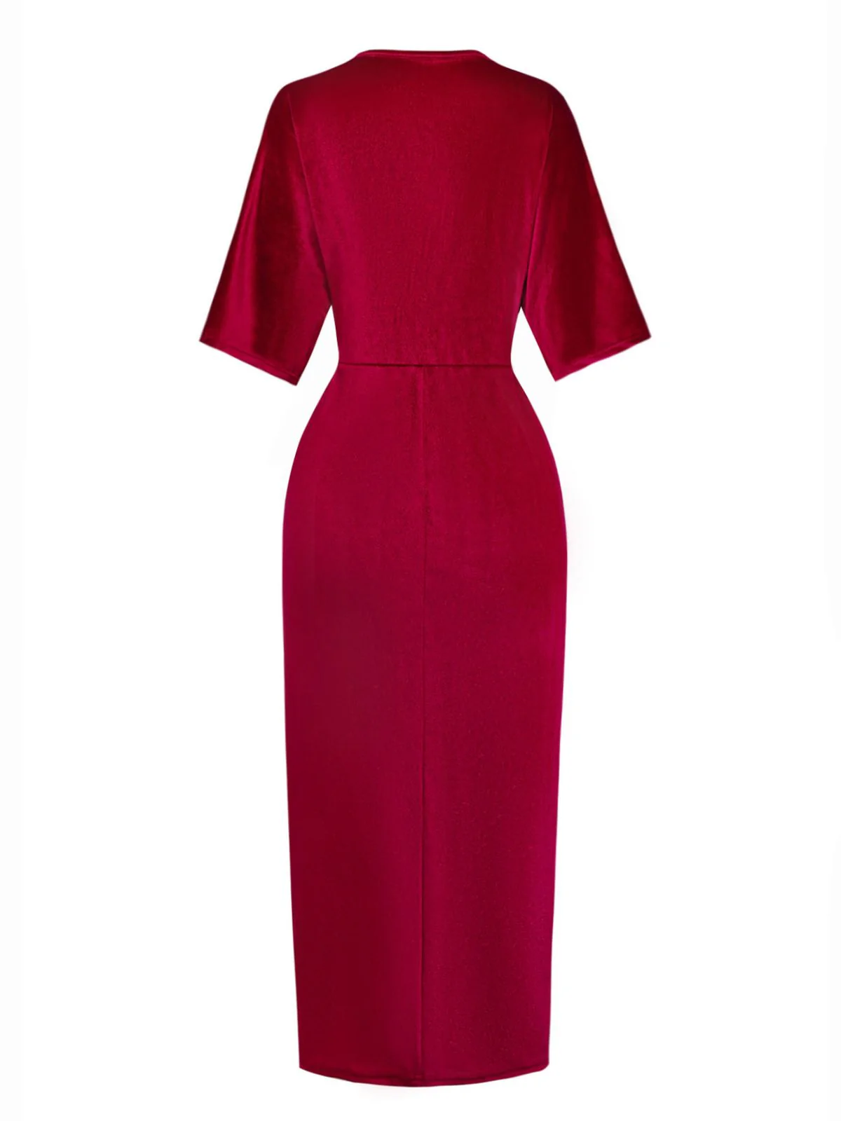 1960s Solid Velvet Half-Sleeve Dress - Image 3