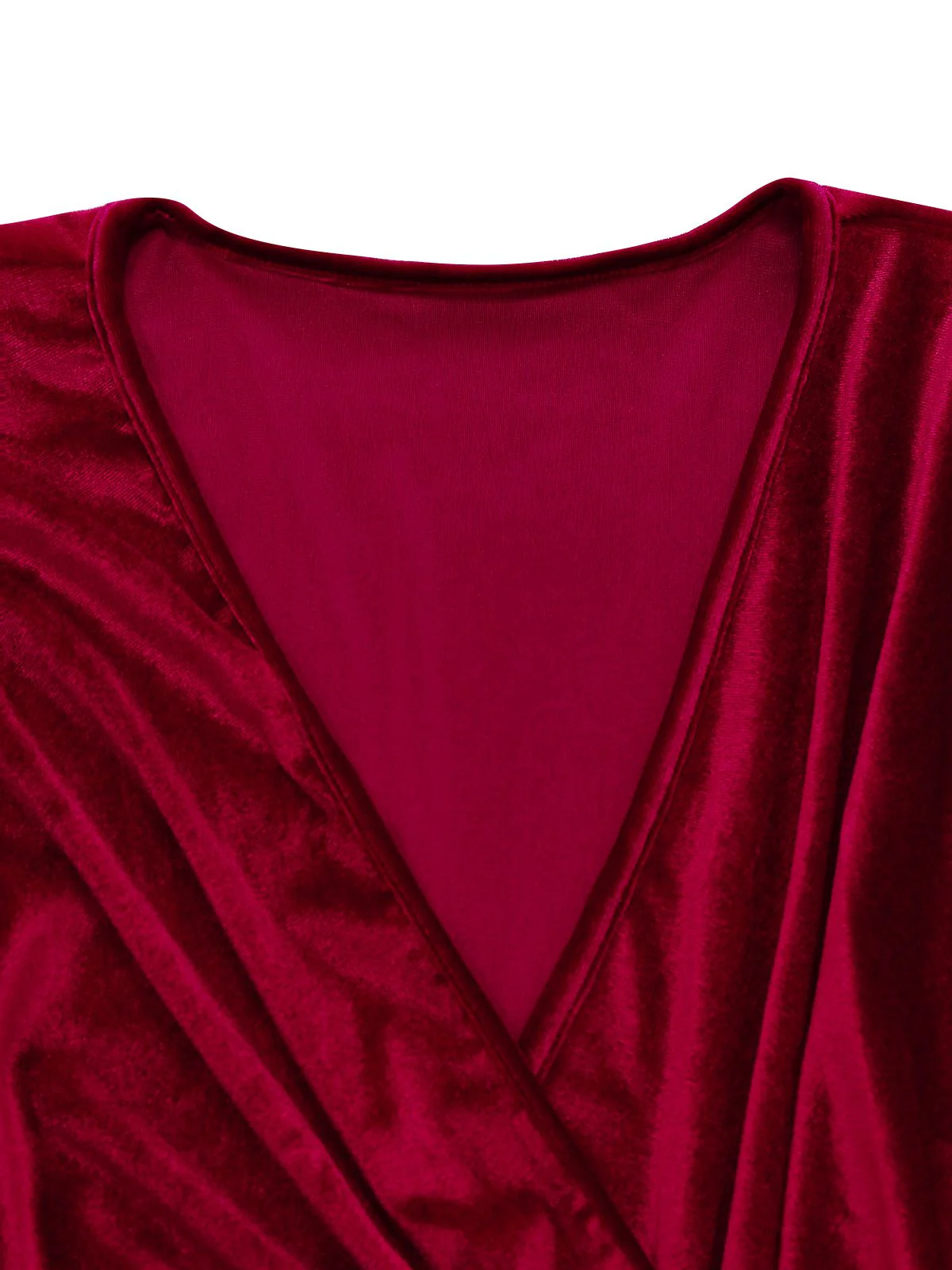 1960s Solid Velvet Half-Sleeve Dress - Image 5