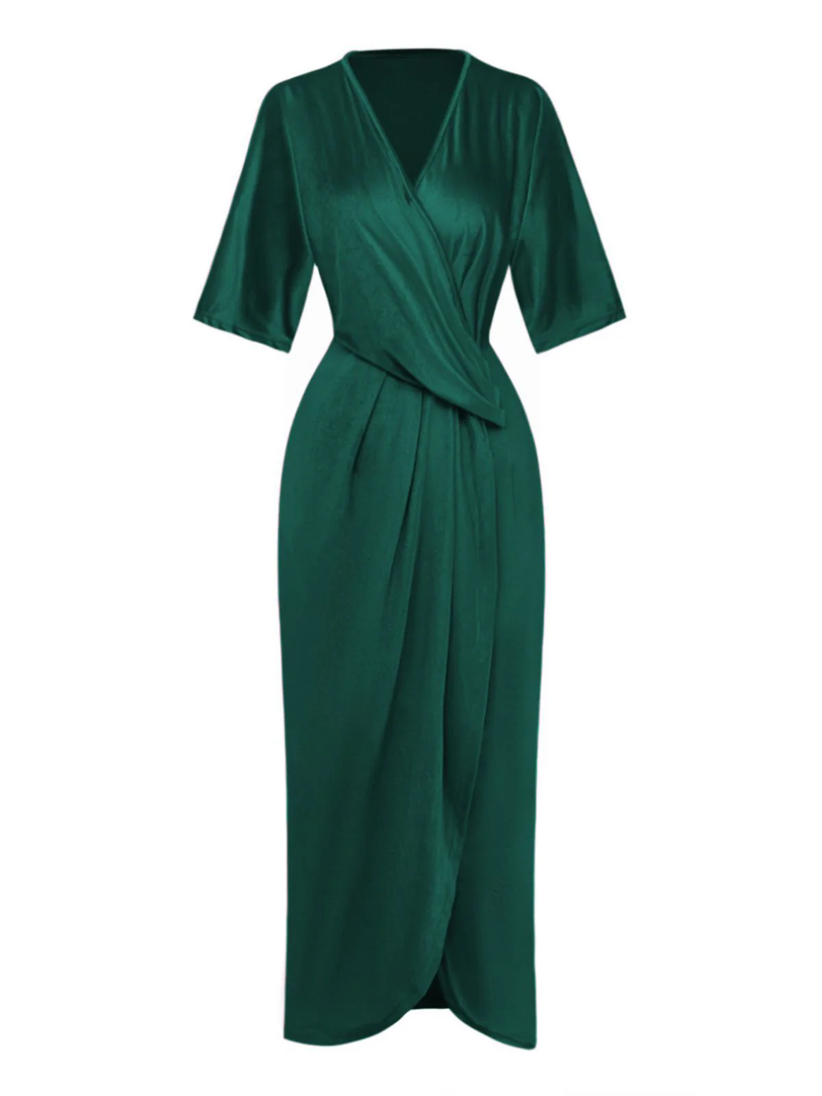 1960s Solid Velvet Half-Sleeve Dress - Image 8