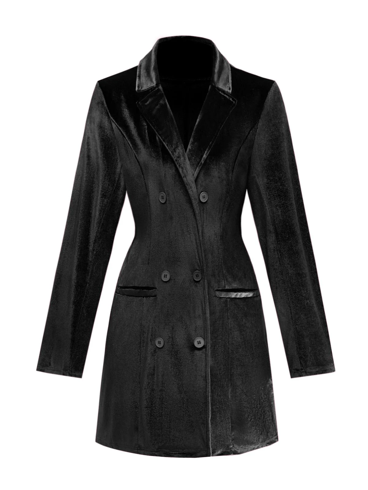 1960s Solid Velvet Long Sleeve Blazer Dress - Image 10