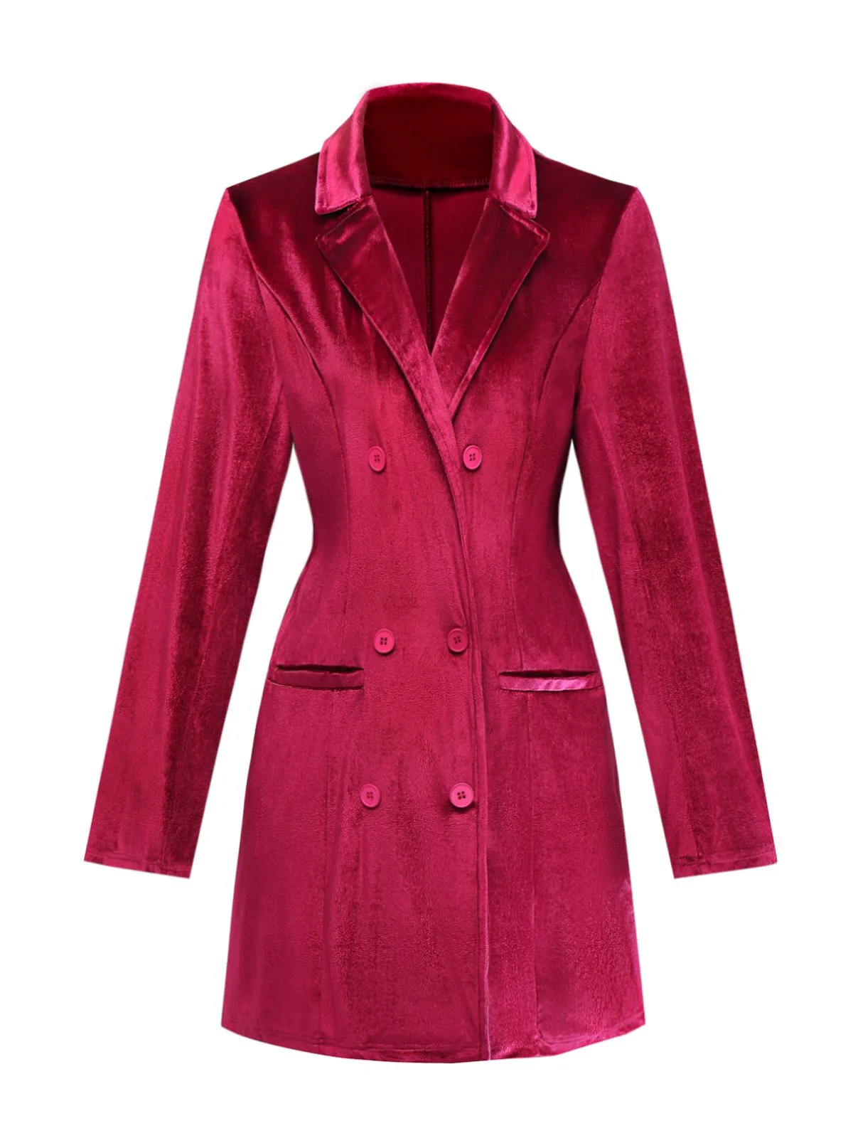 1960s Solid Velvet Long Sleeve Blazer Dress - Image 2