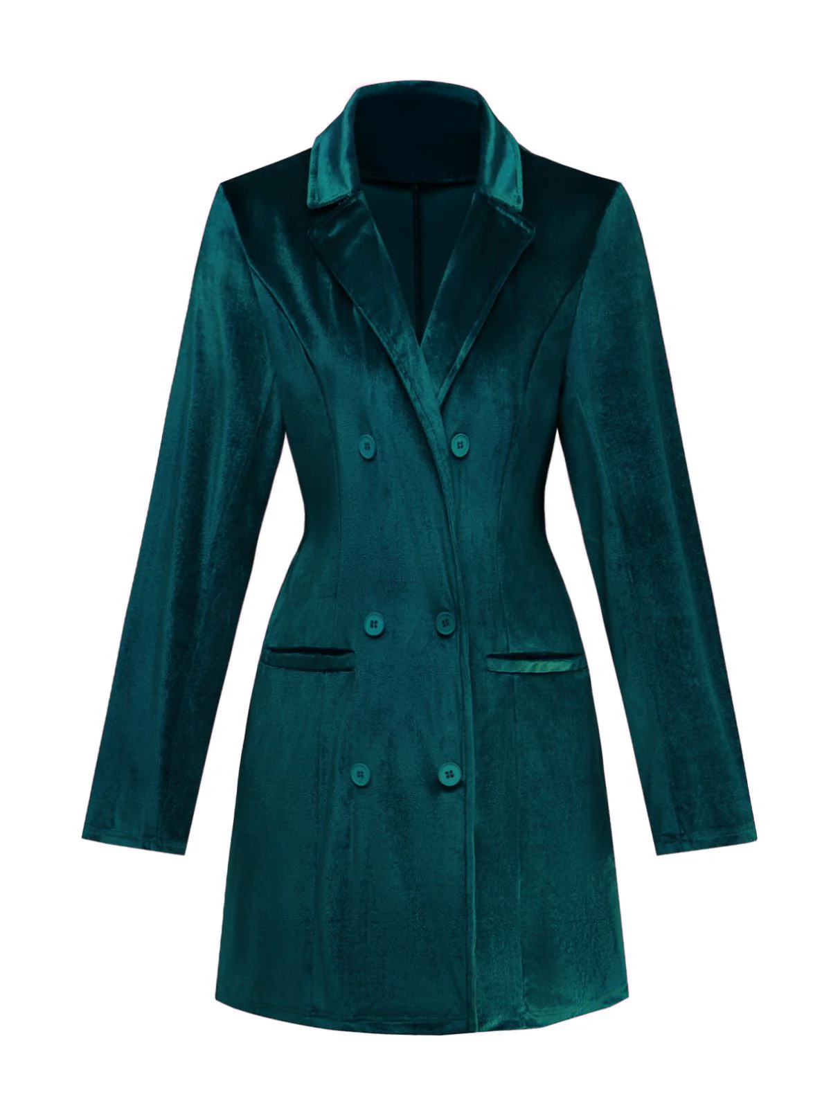 1960s Solid Velvet Long Sleeve Blazer Dress - Image 8