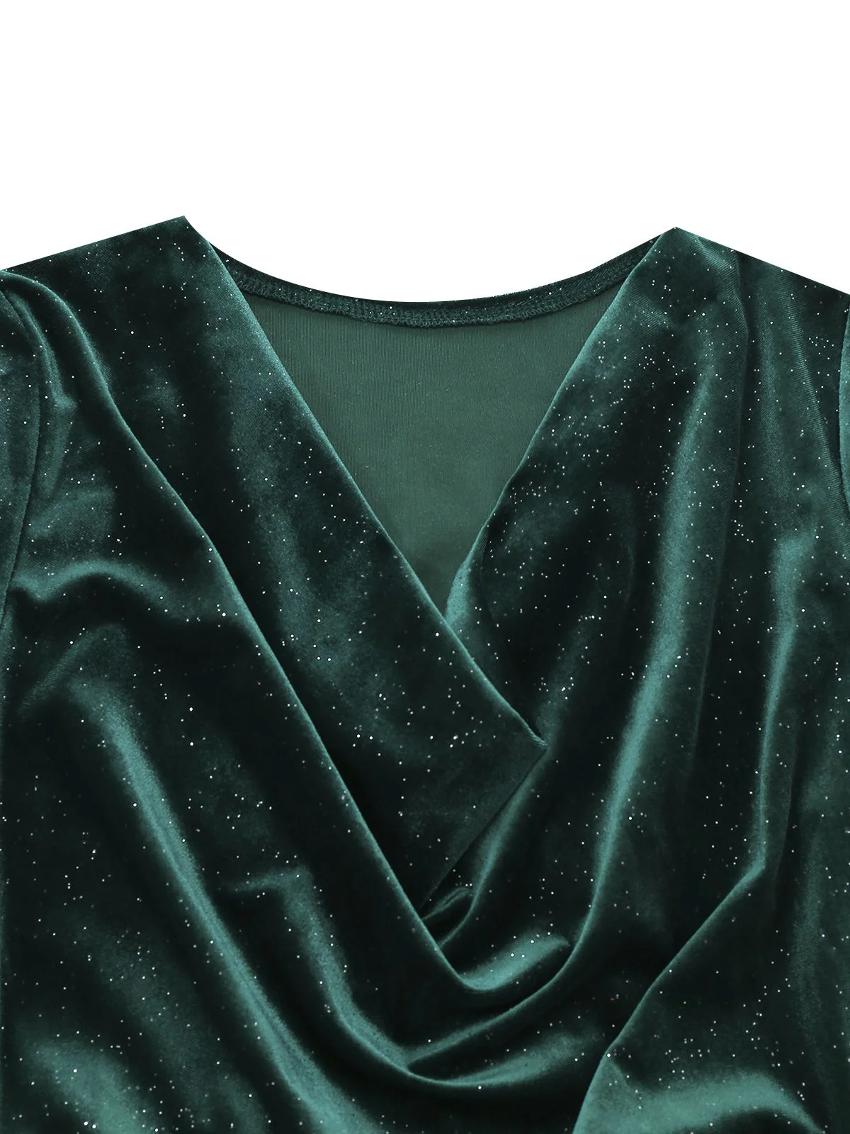 1960s Solid Velvet Long Sleeve Cowl Neck Dress - Image 6
